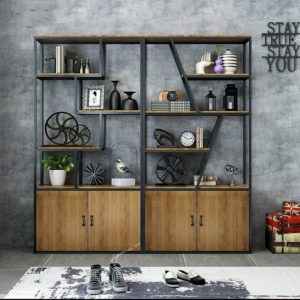 Kệ sắt gỗ trang trí hiện đại KTS23